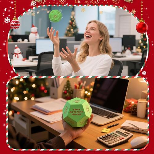 Santa Swap Gift Exchange Dice, 3 * 3in Exchange Gifts Family Game, Christmas Stocking Stuffers Gift Exchange Dice Games for Friends for Xmas, Birthday, Party and Family Night, Holiday