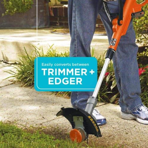 BLACK DECKER 20V MAX String Trimmer and Edger 2 in 1, Cordless Weed Wacker with Auto Spool Feed, Battery and Charger Included, 12 Inch Steel Blade, Reduced Vibration (LST300)