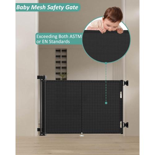 Upgraded 59 Retractable Baby Gates with Reinforced Strip Design to Prevent Crawling Through, 48 Extra Tall Retractable Gates, 5 FT Retractable Dog Gate for Stairs, Doorways, Hallways