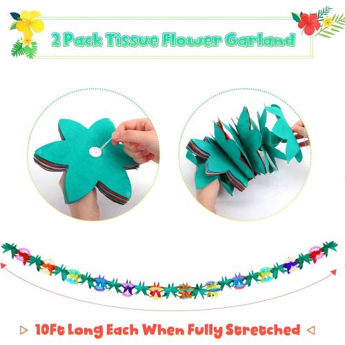 KESOTE Hawaiian Tropical Luau Party Decorations, 20Ft Tropical Garlands & 6 Birds Honeycomb for Summer Tiki Bar Beach Party Decorations Supplies