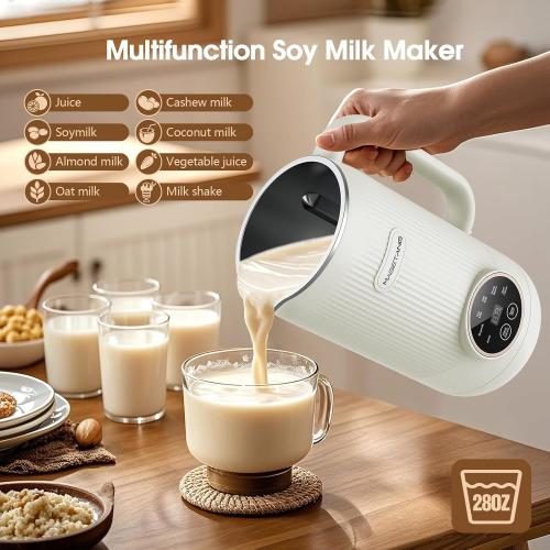 7 in 1 Nut Milk Maker Machine 28oz Automatic Milk Maker for Homemade Coconut, Oat, Soy, Plant-Based Milk, Juice with 18H Delay Start/6H Keep Warm/Self Cleaning (White)