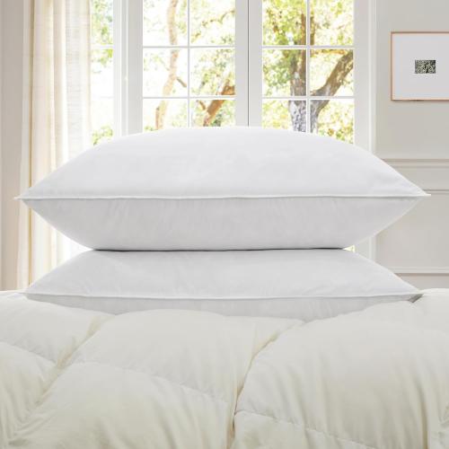 SNUG&COZY Grey Goose Feather Down Pillow for Sleeping(2 Pack)-  Size(26INx26IN), Goose Feather&Down Filling, 100% Cotton Cover, 100% Down Proof, Machine Wash, White