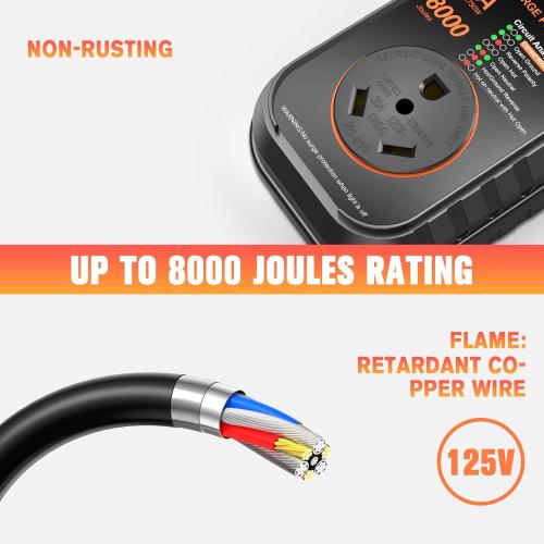 GEARGO RV Surge Protectors 30 Amp RV Circuit Analyzer, Protection, RV Adapter Plug for Camper(Orange)