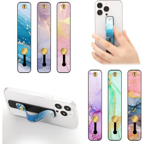 Weewooday 6 Pieces Phone Finger Strap Grip,Bright Marble,Marble