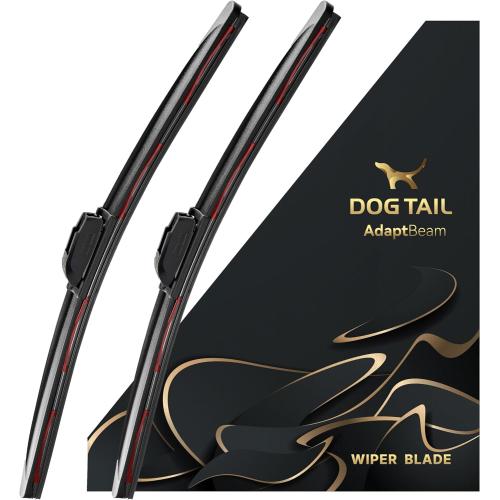 DOG TAIL Neoprene Dual-Steel Frame Wiper Blades 26 20 with Multiple Adapters, Automotive Replacement Vehicle Front Windshield Wiper Blades Set for My Car Truck Vehicle AdaptBeam