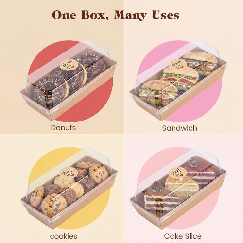 VGOODALL 48PCS Charcuterie Boxes, To Go Food Container Small Paper Bakery Boxes Treat Box with Clear Lid for Sandwich Dessert Cake Slice