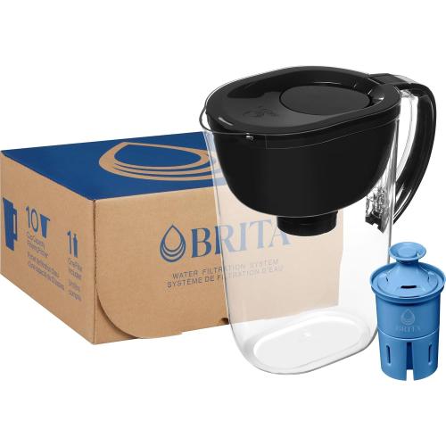 Brita Everyday Elite Water Filter Pitcher, Removes 99% of Lead, Includes 1 Filter, 10-Cup Capacity, Black