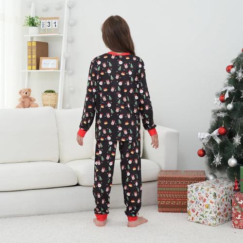 Size 4XL Color Black Family Matching Christmas Pajamas Set Cotton Xmas Deer Holiday Pajamas Sleepwear Dad Mom Kids PJs