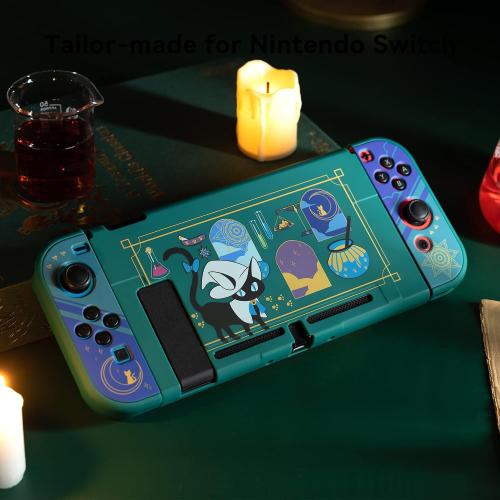 GeekShare Protective Case Compatible with Switch, Slim Shock-Absorption and Anti-Scratch Skin Cover - Alchemy Cat Design (for Regular Switch)