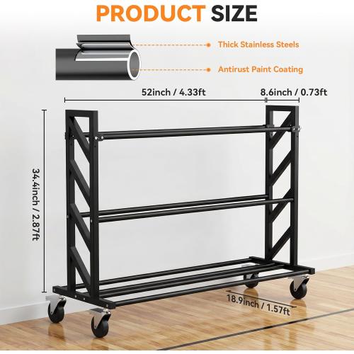 Basketball Racks for Balls, Heavy Duty Ball Cart with Wheels, Basketball Storage 3-Tier 20-Ball Heavy Duty Ball Cart for Gym Garage,Drop Pin for Shooters Preference