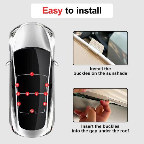 Roof Sunshade for 2025 2026 Tesla Model Y Juniper[Flush-Fit & Rigid-Support] Insulation UV Rays Protection, Sunroof Shade & Sunshade Roof for Tesla Model Y Juniper Accessories 2025 2026(Black)