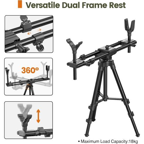 Hunting Rests, Shooting Tripod with Dual Frame, Flexible Orientation, Adjustable Height, Shooting Tripod Max Provide Maximum Shooting Stability for Outdoors, Ground Blinds and Hunting
