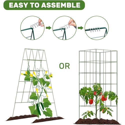 DOEWORKS Cucumber Trellis, 48 High Foldable A Frame Garden Trellis, 2 Pack, Plant Support for Climbing Cucumber, Beans, Tomatoes, Flowers, Green