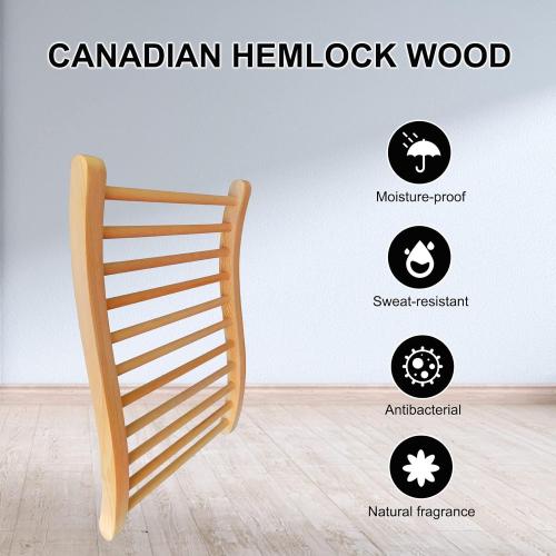 Sauna Backrest Ergonomic S-Shape Support Backrest, Canadian Hemlock Wood Sauna Accessories for Barrel and Infrared Sauna, Pack of 1, Small, 13 W*20.47 H