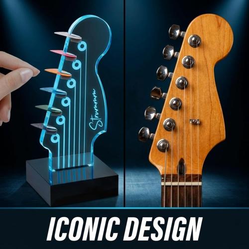 Light Up Guitar Pick Holder – 7-Color Changing LED Pick Storage Display & Night Light – USB Powered Novelty Room Decor, Holds 6 Picks – Cool Guitar Gift for Men, Musicians & Guitarists