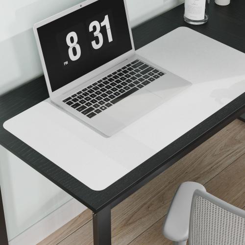 Pure White Plastic Table Cover Protector, 24 x 48 Waterproof Easy Flat PVC Desk Pad Mat, 1.5mm Thick Rectangle Vinyl Table Top Protector for Dining Room Table, Office, Dresser