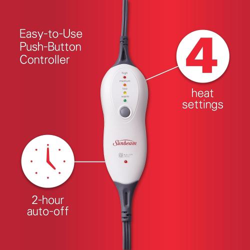 Sunbeam Premium Sunbeam Heating Pad with Compact Storage, Standard Size, Gray