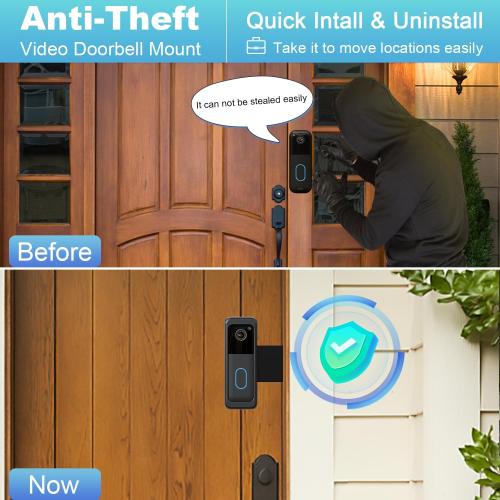 Anti-Theft Blink Doorbell Door Mount,No-Drill Mounting Bracket for Blink Doorbell Camera 2nd Gen 2025 (Not for 1st Gen 2022) Easy to Install Blink Video Doorbell Accessories