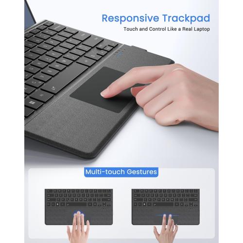 Dark Grey Surface Pro Keyboard, Wireless Type Cover for Microsoft Surface Pro 11/10/9/8/X 13 inch, Ultra-Slim Bluetooth Portable Magnetic Keyboard with 7 Color Backlit, Pen Holder, Trackpad