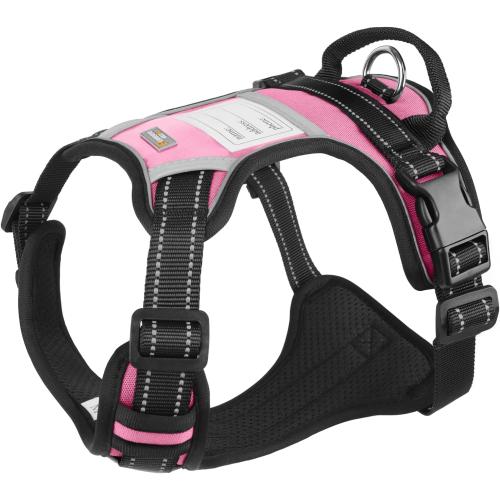 Dog Harness No Pull Dog Harness with 2 Leash Clips,Reflective No-Choke Adjustable Soft Padded Vest Oxford Vest and Easy Control Handle,Information Cards for Medium Dogs red,M