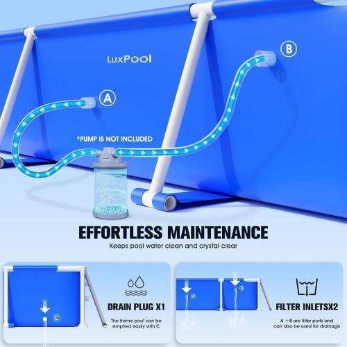 BLUE 7X48X24 Above Ground Pool, 2025 Upgraded Frame Deep Swimming Pool, Rectangle Family Pool, Large Above Ground Pool Easy Set, 7ft x 48in x 24in Outdoor Pool, Backyard Pool for Kids, Adults