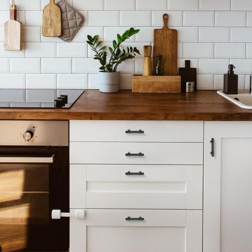 HOME EDIT 2-1/2 inch Black Cabinet Handles, 1 Pack Kitchen Cabinet Handles Matte Black Drawer Pulls Zinc Alloy Square Bar Kitchen Pulls