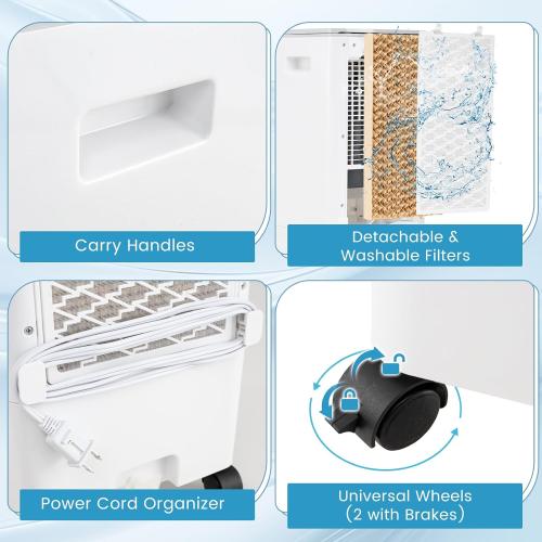 ARLIME 3 in 1 Evaporative Air Cooler, Windowless Swamp Cooler with 4 Modes, 3 Speeds, 7H Timer, Wide Oscillation, Remote, Double Tanks and 4 Ice Packs, Cooling Fan for Bedroom Living Room Office