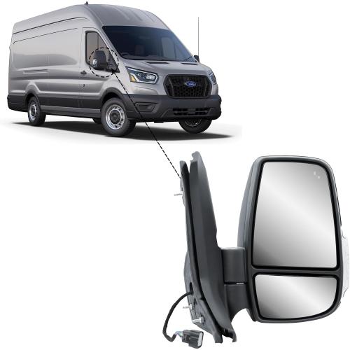 Replacement Passenger Right Side Mirror Power Mirror and Heated with BLIS (Blind Spot Sensor) and Indicator Manual Folding Fit Ford Transit 150 250 350 from 2015 to Onward