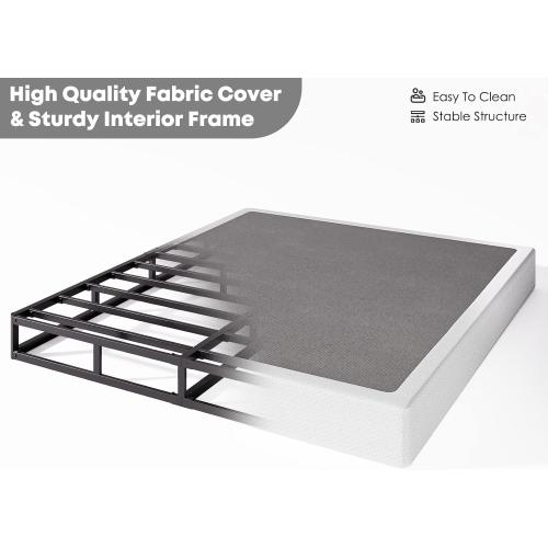 5 inch Low Profile Queen-Size Box-Spring Only, Heavy Duty Metal with Fabric Cover, Easy Assembly, Non Slip, Noise Free