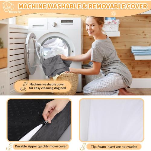 Orthopedic Dog Beds for Large Dogs, 7 Memory Foam Dog Beds with Waterproof Liner, Chew Proof Microsuede Cover, Removable and Washable, Nonskid Bottom L Grey