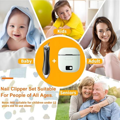 Electric Nail Clipper, 2026 Improved Nail Clippers Set, Includes an Automatic 2-in-1 Nail Clippers (with LED Light & Storage Box), an Oblique Nail Clippers, Ideal for All Your Nail Care Needs - Green