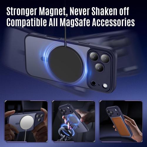 Symcele Designed for iPhone 17 Pro Case Magnetic, Deep Blue