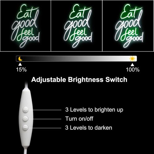 Eat Good Feel Good Neon Sign Green White Letter LED Neon Light Sign Food Neon Signs for Wall Decor Health LED Sign Dimmable Light Up Signs for Restaurant Kitchen Snack Shop Party Decor