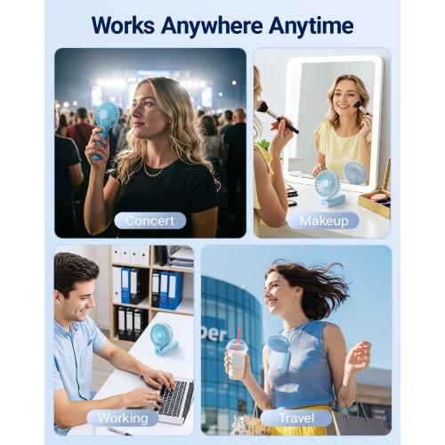 SWEETFULL Handheld Portable Fan, 5000mAh Rechargeable Battery, 6 Speed Wind, LED Digital Display, Foldable Electric Personal Mini Travel Fan with Backup Power, Summer Essentials Gifts for Women Girl