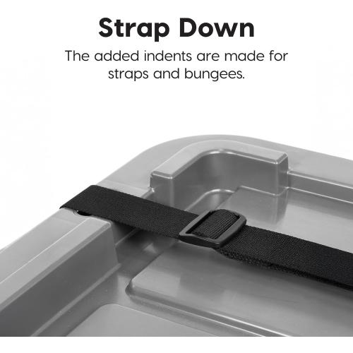 IRIS USA 3-Pack 27 Gallon Storage Bins with Lids |Made in USA| Heavy Duty Plastic Tote Containers for Truckbed Tool Box Organization, Large - Gray