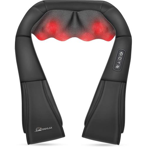 Snailax Shiatsu Neck and Shoulder Massager - Back Massager with Heat, Deep Kneading Electric Massage Pillow for Neck, Back, Shoulder,Foot,Body
