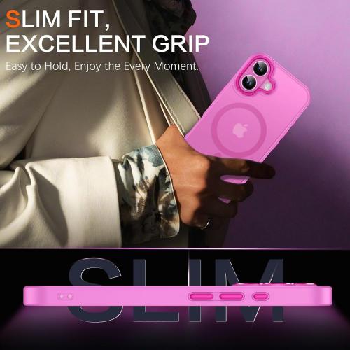 BENTOBEN Compatible with iPhone 16 Plus Case for Magnetic iPhone 16 Plus Phone Case [Compatible with Magsafe] Slim Translucent Matte Shockproof Bumper Drop Protection Girl Women Boy Cover, New Pink