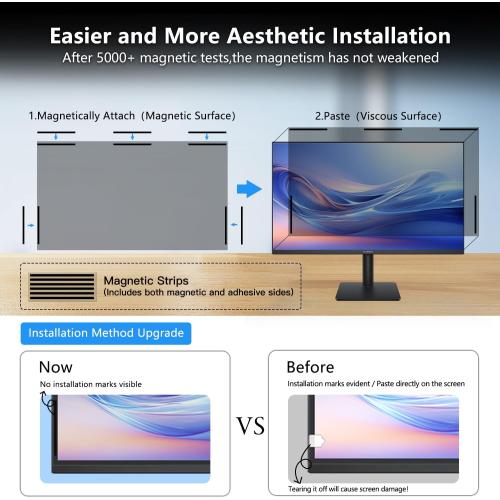 2-Pack 24 Inch Computer Privacy Screen Filter, Anti-Spy/Glare Protector Film for Widescreen Monitor with 16:9 Aspect Ratio (Computer Monitor 24 Inch)