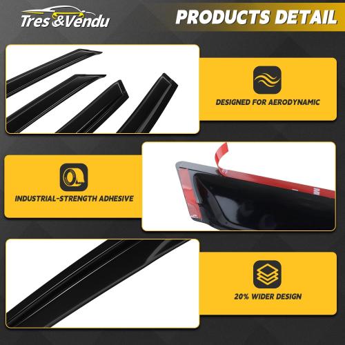 Window Visors for Honda Civic 2 Door Coupe 2012 2013 2014 2015 Wind Deflector Sun Rain Guard Vent Weather Shields, Tape-On, Smoke, 1 Pc