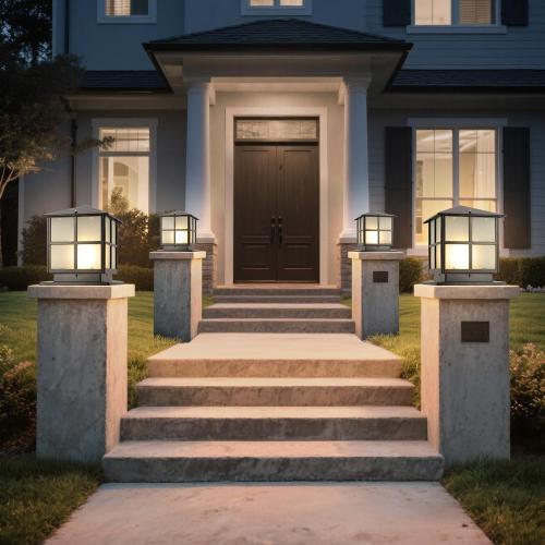 SLAWA Outdoor Post Lights Fixture, Modern Yard Entry Outdoor Column Lights with Aluminum Housing, Patio Pillar Lights Outdoor with Tempered Glass, IP65 Waterproof