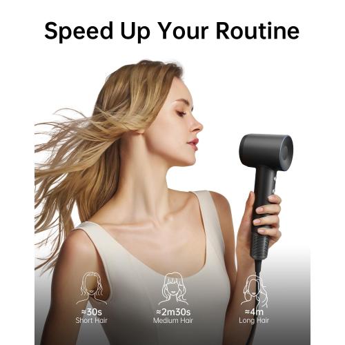 Laifen Swift Special Hair Dryer, High Speed 200M Ionic Blow Dryer with 110, 000 RPM Brushless Motor for Fast Drying, Low Noise, Hairdryer with Magnetic Nozzles