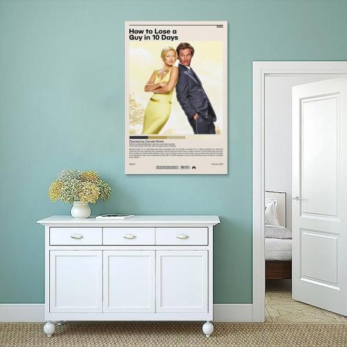 VALKEM How to Lose A Guy in 10 Days Movie Poster Vintage Minimalist Poster 90s Canvas Wall Art Room Aesthetic Decor Posters 12x18inch(30x45cm), Unframe-style-6