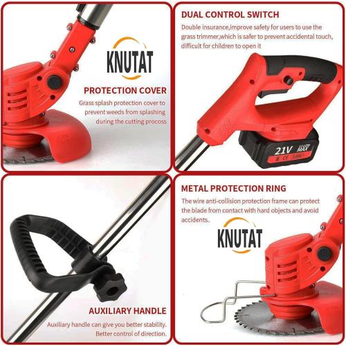 Cordless String Stringless Trimmer 24v Weed Wacker Electric Grass Trimmer Edger Height Adjustable Low Noise Brush Cutter Weed Grass Cutter Kit for Grass Trimming/Edging Lawn and Garden Care