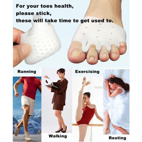 Golbylicc 4 Pairs Metatarsal Gel Pads Toe Spacers Separators to Correct Bunions, Forefoot Pads, Hammertoe Corrector Big Toe Straighteners for Women Men Foot Pain Relief