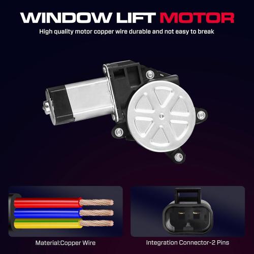 Front Passenger Side Power Window Regulator with Motor (2 Pins) Fit for 2001-2006 Chevrolet Silverado 1500 3500, Avalanche Suburban GMC Sierra 1500 2500 3500 Yukon XL Cadillac Escalade, 741-645