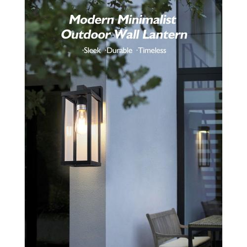 LITFIT 14'' Outdoor Light Fixtures Wall Mount, Matte Black Aluminum Wall Lantern, Hardwired Outside Sconce Lights for House, Front Door, Porch, Garage, 2-Pack, Bulbs Not Included