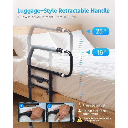 Sangohe Bed Rails for Elderly Adults Safety - Heavy Duty Bed Rail for Senior & People Falling Out of Bed - Bed Rail for Elderly, Height Adjustable, Fits Thick Mattress, Hold up to 300 Lbs, 504Q.(No warranty)