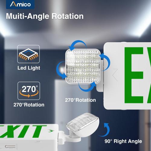 Amico 1 Pack Commercial green Double-Sided Exit Sign with Large LED Light