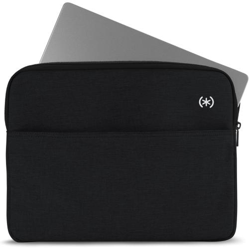 Speck Transfer Pro-Pocket Universal 13-14 Inch Laptop Sleeve with Front Pocket - Durable Protective Case for Laptops and Tablets - Compatible with MacBook Computers - Black/White
