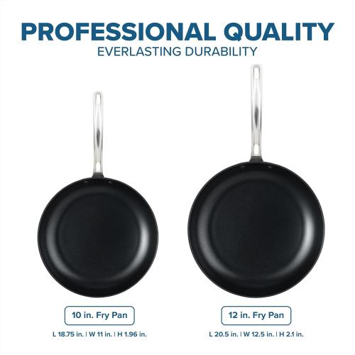 Viking Non Stick Frying Pans, 2 Piece Hard Anodized Kitchen Cookware, 10 and 12 Inch, Gray